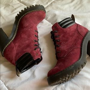 Maroon Dr. Martens ankle boots